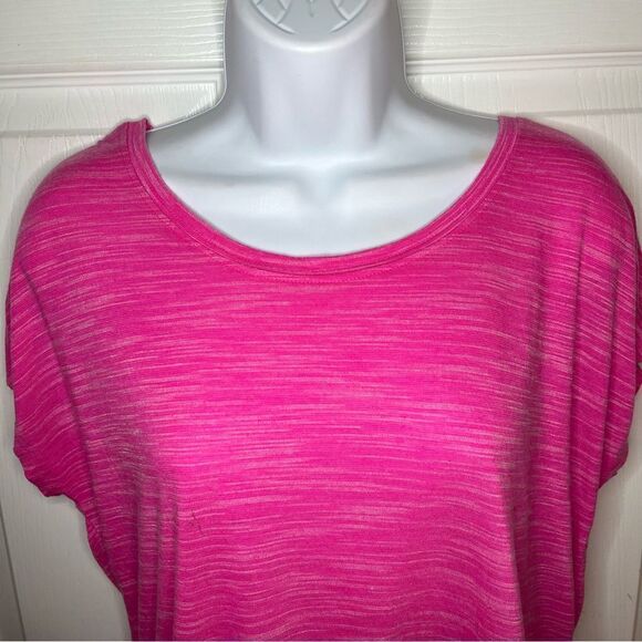 Tek Gear Athletic Short Sleeve Criss Cross Back Tee Workout Tshirt Hot Pink M - Picture 5 of 12